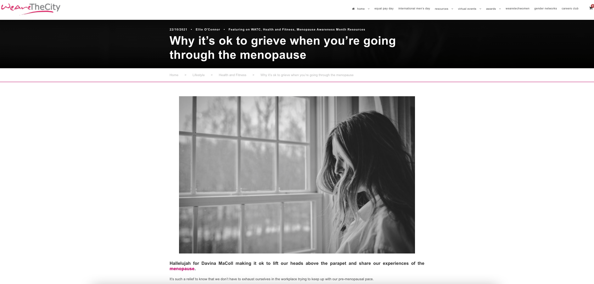 It’s ok to grieve when you’re going through the menopause